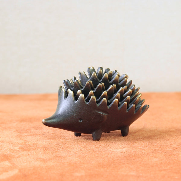 A vintage Walter Bosse genuine hedgehog ashtray, cute and collectible, crafted in the Modernist style. An iconic piece that brings the playful spirit of mid-century Viennese metalwork into any decor.