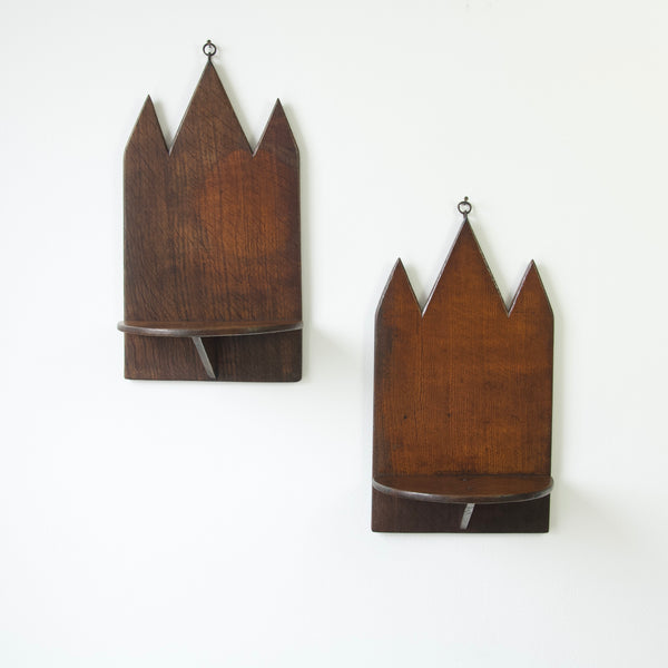 Early 20th Century handmade Wall Sconce Shelves - Rustic Charm from Britain