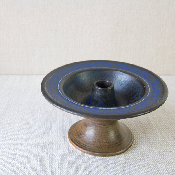 Blue glaze of Arabia Finland candle holder, designed and handmade by Anja Juurikkala 