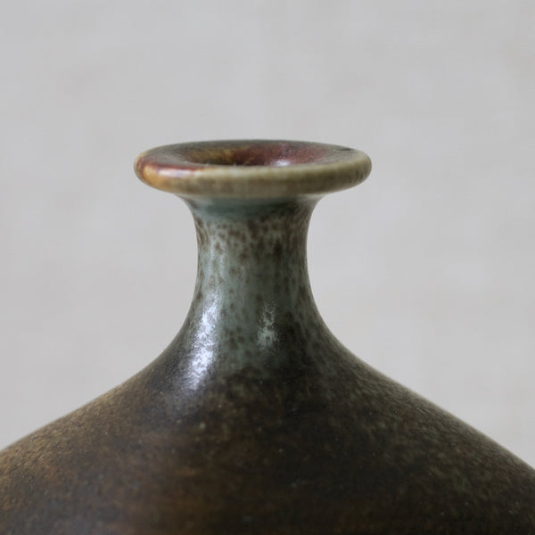 1969 Stig Lindberg Unique Gustavsberg Brown Stoneware Vase Detail of Neck