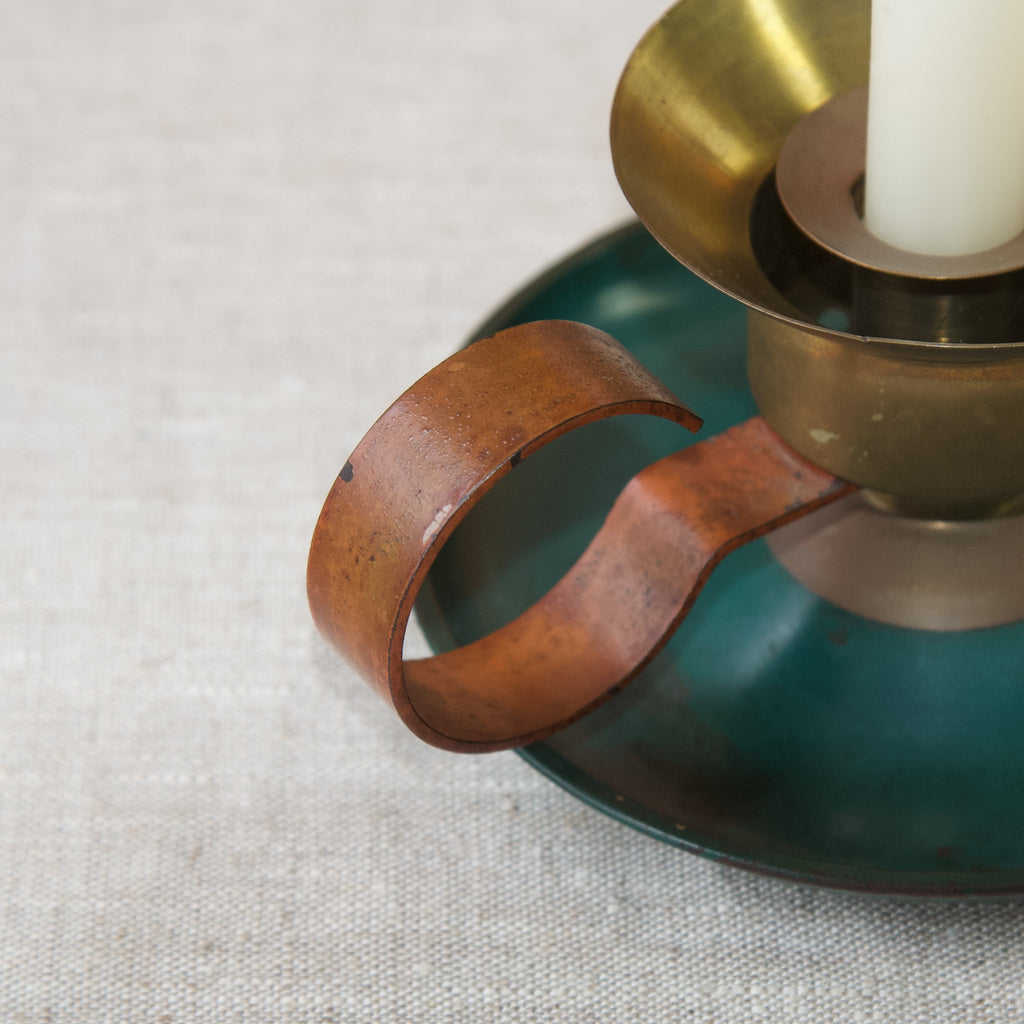Mid 20th Century Vintage Brass Chamber-Stick Candle Holder