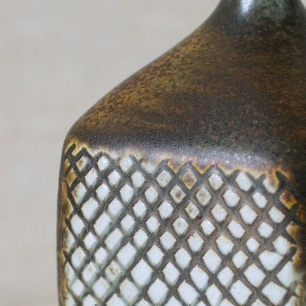 Textured Scales or Reptile Design on Stig Lindberg Unique Mid Century Modern Vase 1969 Scandinavian Collectible