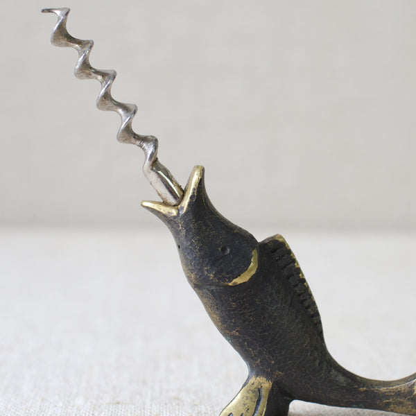 This rare Walter Bosse brass fish corkscrew, produced by Herta Baller in 1950s Vienna, is a fine example of Modernist metalwork from Austria’s mid-century design era.