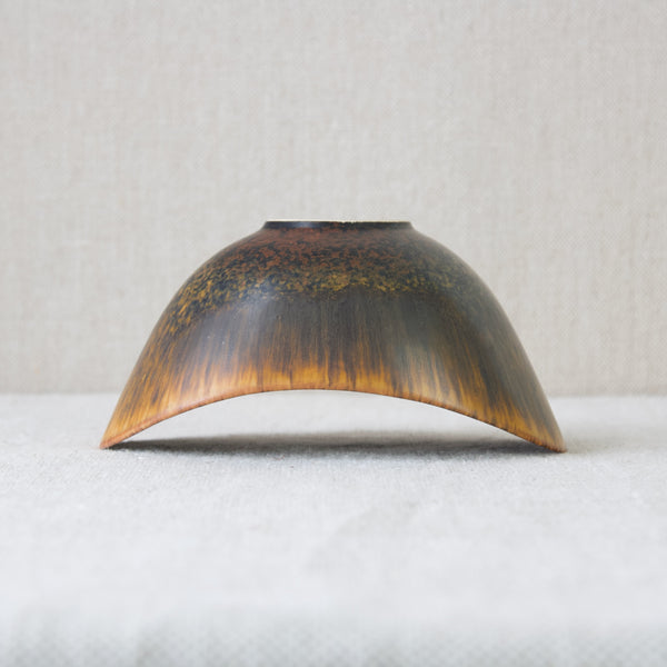 Wonderful ochre brown glaze on Gunnar Nylund Rörstrand bowl, collectable ceramics from 1950's Sweden.