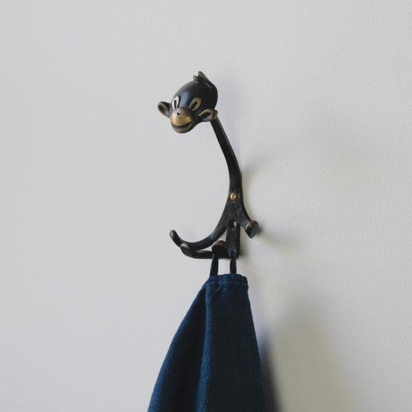 Brass monkey coat hook by Walter Bosee, 1960's