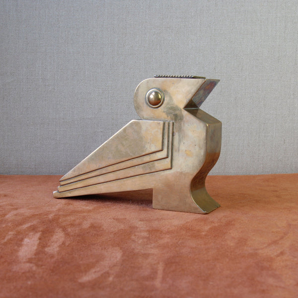 Vintage Art Deco bird sculpture incorporating a bud vase, handmade in Britain circa 1930. A rare and antique piece for serious collectors.