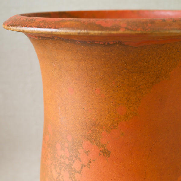 A rare Danish ceramic floor vase with vibrant uranium glaze, crafted by Kähler Pottery in the 1920s.