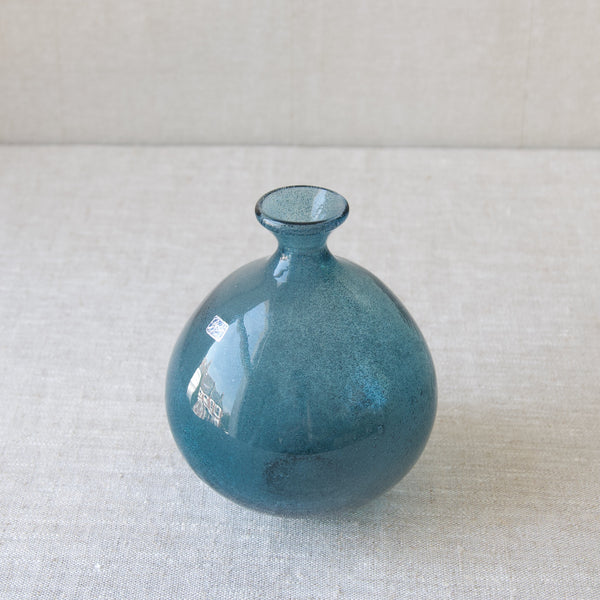 Collectable Scandinavian glass vase by Erik Hoglund in teal blue colour