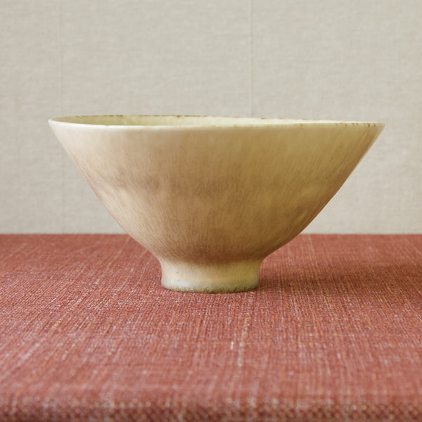 1955 Rörstrand SAF bowl by Carl-Harry Stålhane, organic shape, in a haresfur finish.