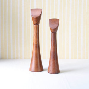 Pair of Jens Quistgaard Dansk teak pepper mills screwdriver design