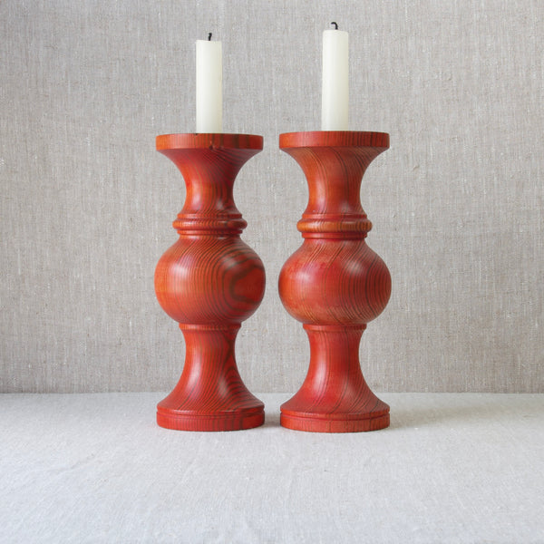 Lena Larsson Sweden interior stylist red pine candlesticks from Sweden