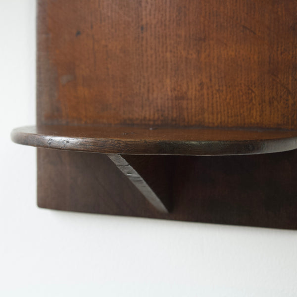 Detail of shelf Handmade Oak Wall Sconce Shelves - Vintage British Artisanal Craft