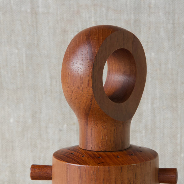 Detail of teak wood grain on peppermill designed by Jens QUistgaard 1960's