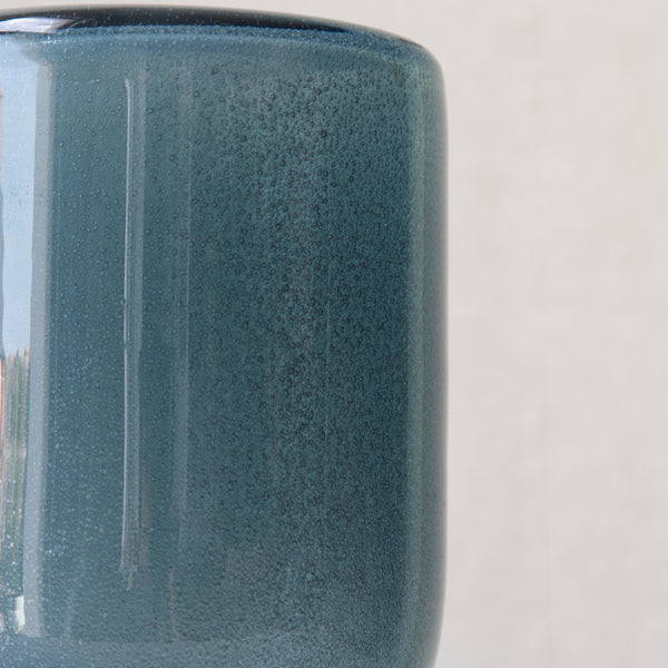 Erik Hoglund detail of metallic glitter inside teal blue 'Carborundum' glass