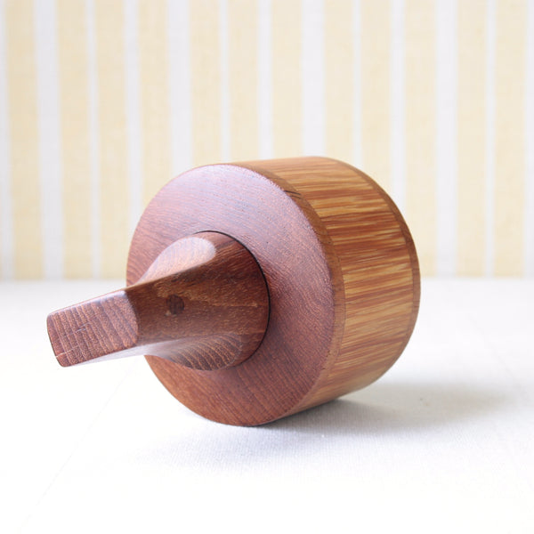 Rare Danish bamboo screwdriver pepper mill by Quistgaard, a unique mid-century Scandinavian collectible. Available from Art & Utility, London.