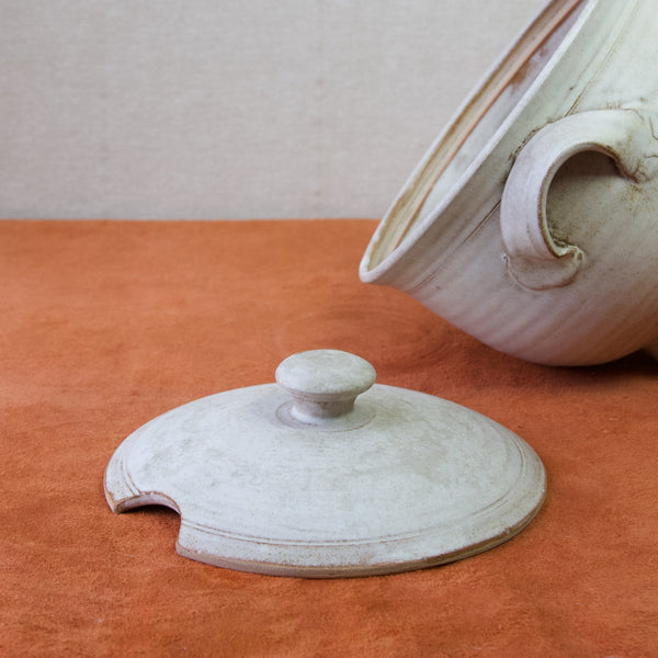 Vintage tureen by emmanuel cooper, featuring hand-thrown stoneware and oatmeal glaze.