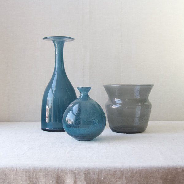 A group of Erik Hoglund Carborundum glass vases designed in 1955 for Boda, Sweden