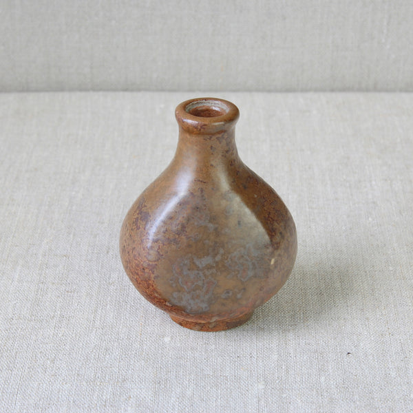 Handcrafted 1937 Bode Willumsen stoneware studio pottery bottle vase. An exquisite Danish piece available for sale from Nordic design gallery Art & Utility.