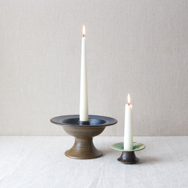 Two Finnish studio ppottery candle holders, Anja Juurikkala and Liisa Hallamaa, Arabia