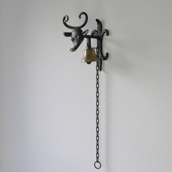 Walter Bosse black brass cow doorbell, designed and handmade in Germany, 1960