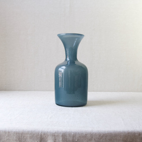 Modernist Erik Hoglund teal blue 'Carborundum' vase designed for Boda Sweden in 1955