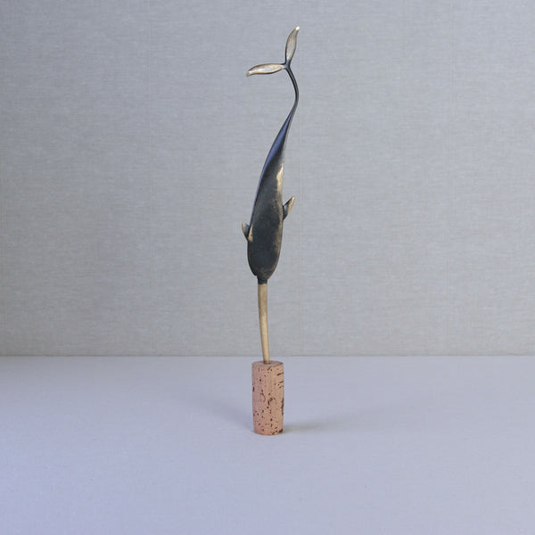 Sculptural brass narwhal letter opener by Richard Rohac, available at Art and Utility. A charming midcentury modern Austrian collectible.