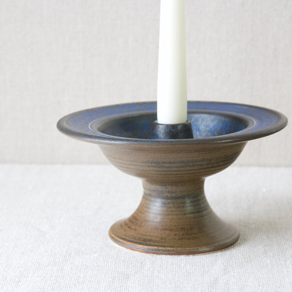 Anja Juurikkala candle holder, handmade studio pottery from Arabia, Finland, 1950's. 