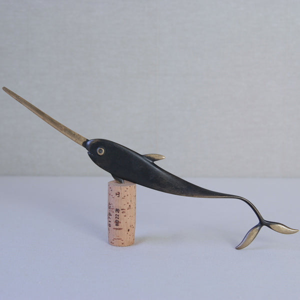 Richard Rohac’s rare narwhal letter opener sculpture, for sale in London. A unique addition to any midcentury modern collection.