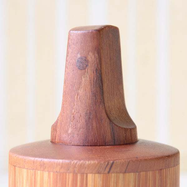 Rare Scandinavian Dansk bamboo screwdriver pepper mill, designed by Jens Quistgaard, perfect for Nordic design enthusiasts. Available from Art & Utility, London.