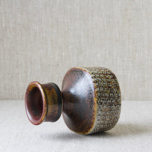 Unique Stig Lindberg textured stoneware vase, 1971, Gustavsberg Sweden.