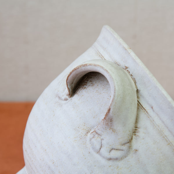 Emmanuel cooper's handcrafted stoneware tureen with running oatmeal glaze.