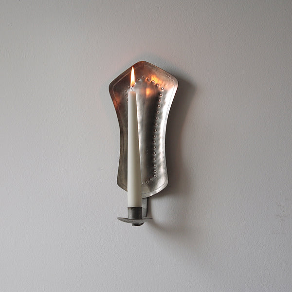 Vintage pewter wall sconce from 1940, an exquisite piece of twentieth-century Finnish metalware and Finnish handicrafts.