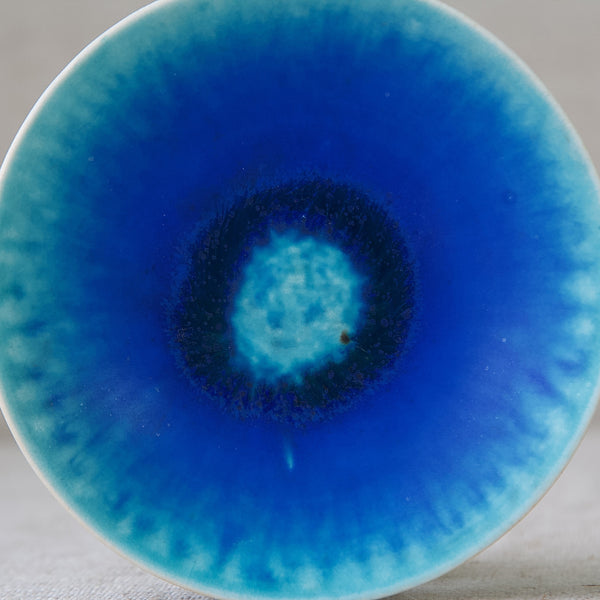 Detail of bright blue cobalt glaze on Friedl Holzer-Kjellberg Arabia dish