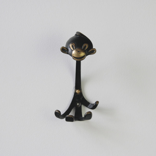 Walter Bosse mid-century metal monkey coat hook, designed and handmade in Germany 