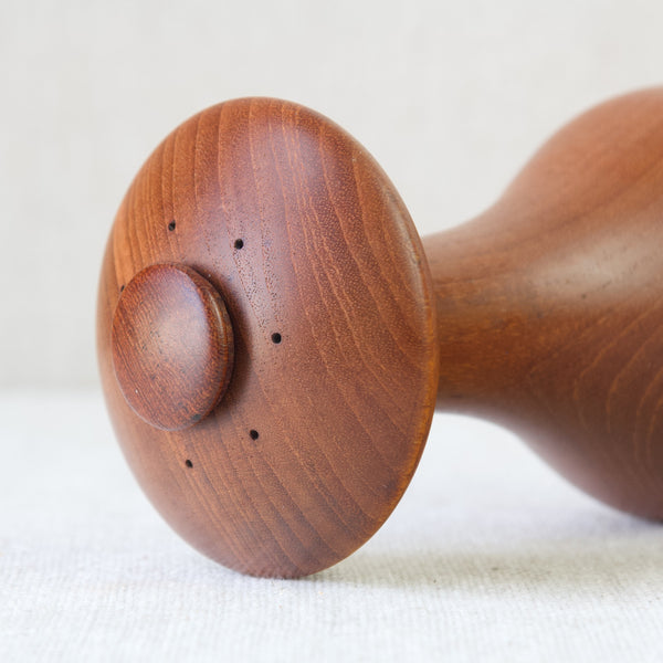 Close-Up Detail: Holes on Top of UFO Model 895 Teak Combination Salt and Pepper Mill