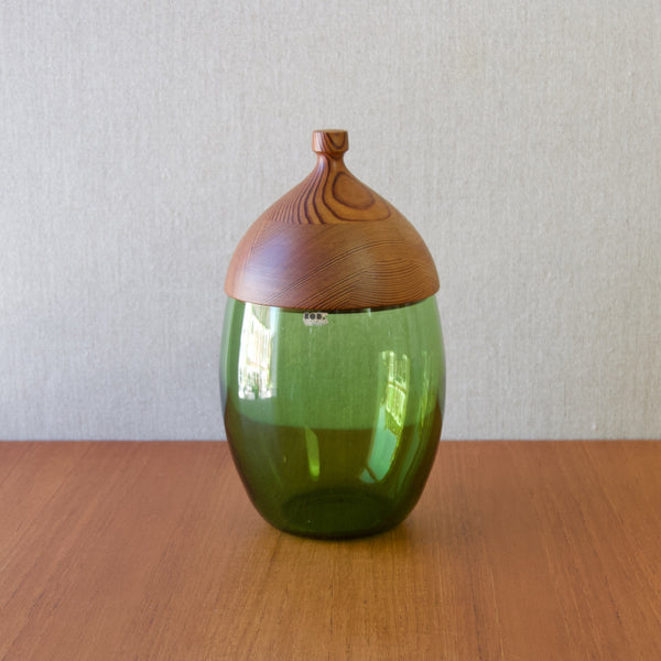 A rare 1950's Erik Hoglund glass acorn container 