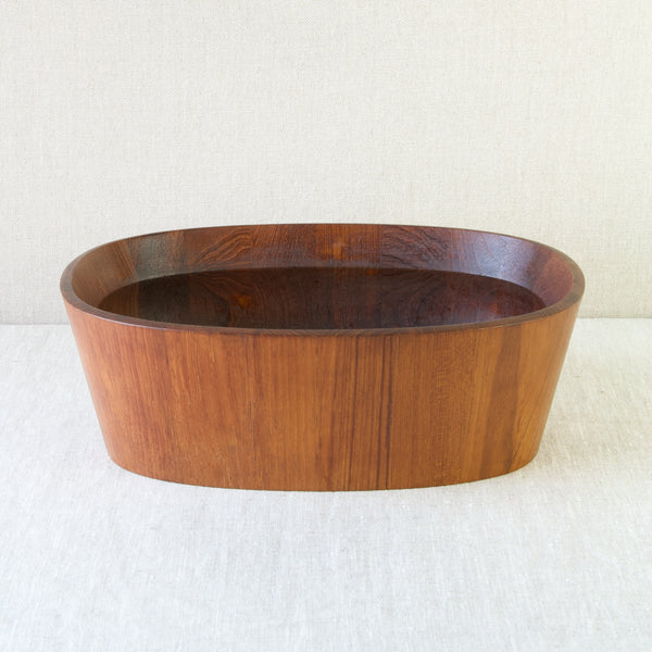Dansk Designs staved teak oval wooden fruit bowl or salad bowl 1965