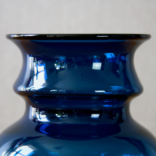 A detail of a hooped Blue Series vase by Bertil Vallien 