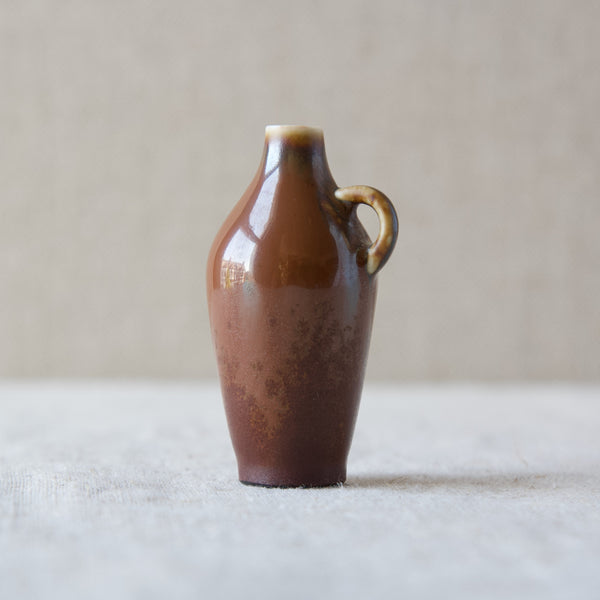 A brown glossy handled vase from Rorstrand Sweden