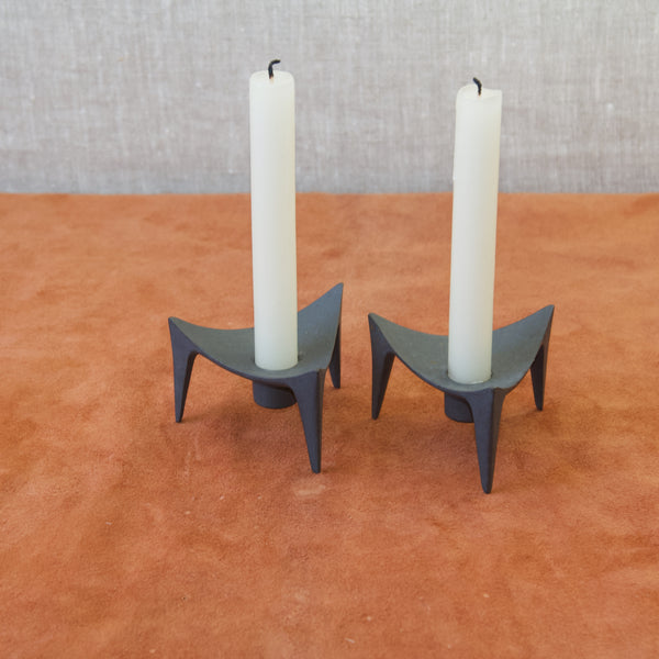Jens Quistgaard modernist pair of Tripod candle holders from Dansk Designs Denmark IHQ 