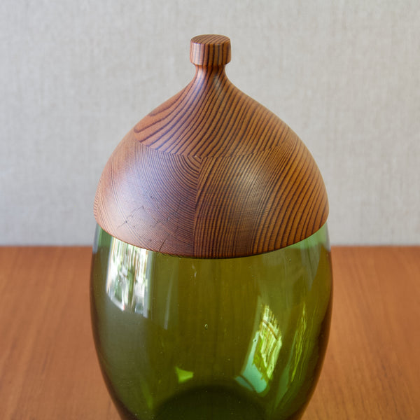 A pine acorn shaped lid by Erik Hoglund, produced at Boda workshop in Sweden