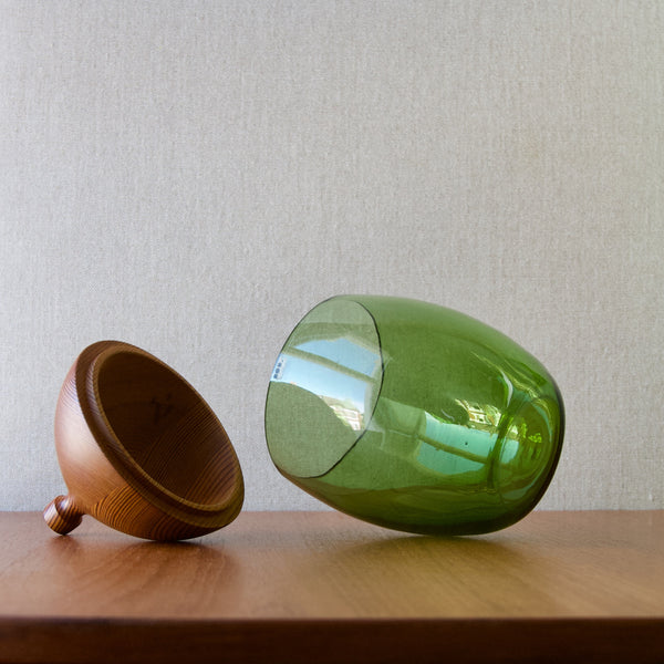 A rare green glass Erik Hoglund jar from Boda Sweden