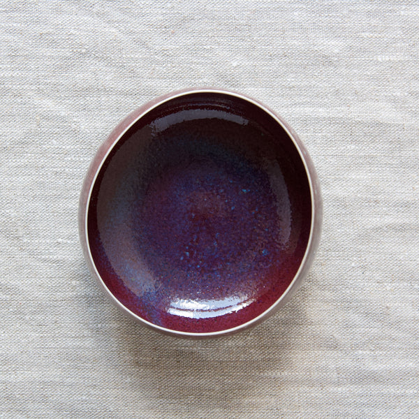 Top view of a Post-Rorstrand Carl Harry Stalhane hand-thrown ceramic bowl designed and made at Designhuset in Lidkoping, Sweden, in the 1970s. Worldwide shipping offered by Art & Utility, London.