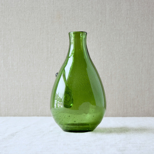 Bubbly green glass vase by Erik Hoglund, Boda Sweden