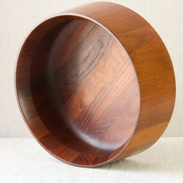 The interior of an elegant, sculptural wooden fruit bowl designed by Jens Quistgaard for Dansk Designs, Denmark