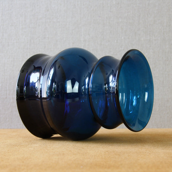 Blue Series hooped vase by Bertil Vallien on its side