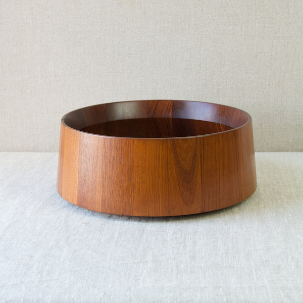 Staved teak Jens Harald Quistgaard large fruit bowl or salad bowl designed in the 1950's and marked with four ducks logo