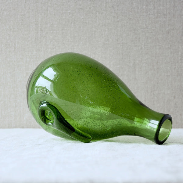 Erik Hoglund Boda brightly coloured green bubbly vase with seal