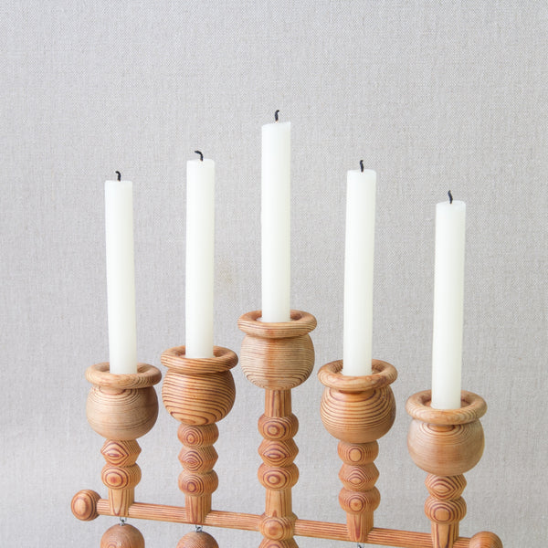 Nanny Still Norrmark candelabra with white taper candles, 1960s, handmade in Finland