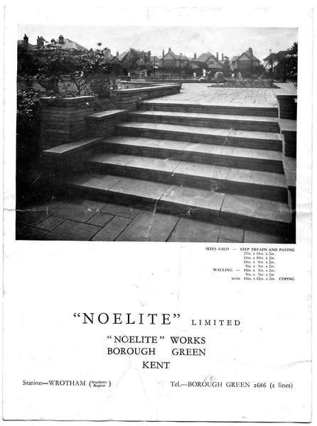 An advert for Noelite paving tiles on the reverse cover of a book on Modern houses 'for better living' by Normans Housing Ltd of Bexley Heath